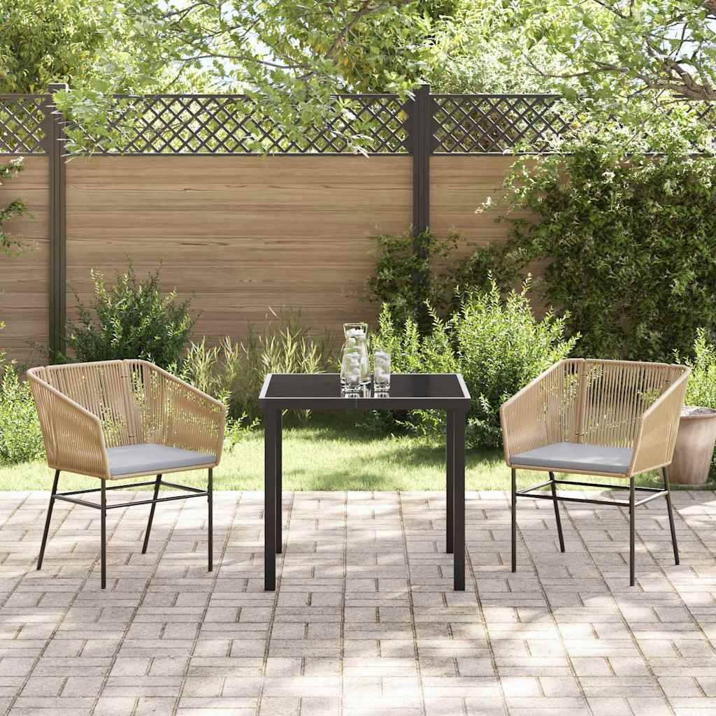 Set da Pranzo per Giardino 3 pcs Marrone Poly Rattan 3380925