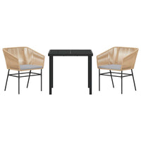 Set da Pranzo per Giardino 3 pcs Marrone Poly Rattan 3380925