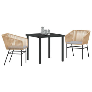 Set da Pranzo per Giardino 3 pcs Marrone Poly Rattan 3380925