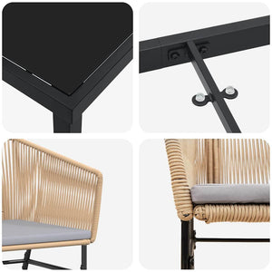 Set da Pranzo per Giardino 5 pcs Marrone Poly Rattan 3380928