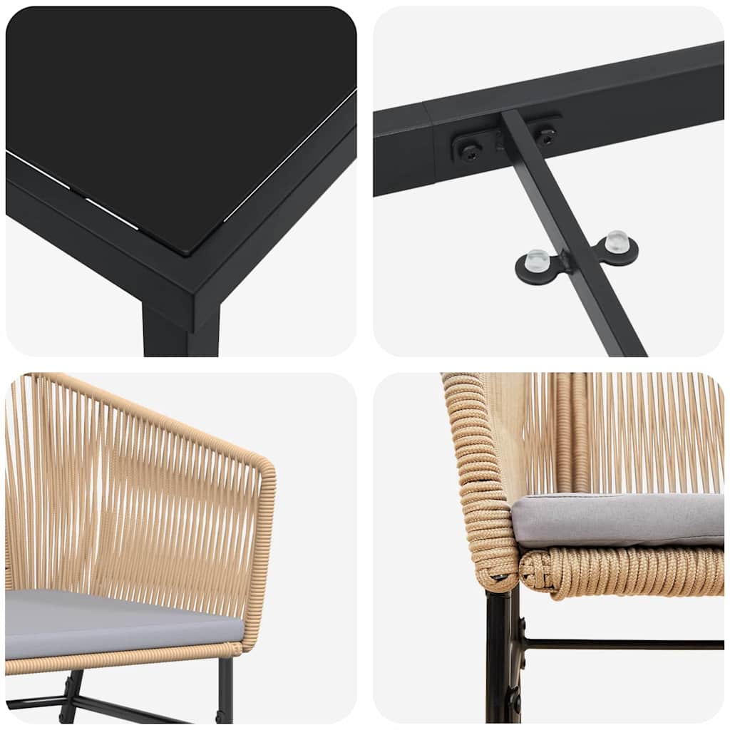 Set da Pranzo per Giardino 9 pcs Marrone Poly Rattan 3380931