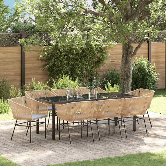 Set da Pranzo per Giardino 9 pcs Marrone Poly Rattan 3380931