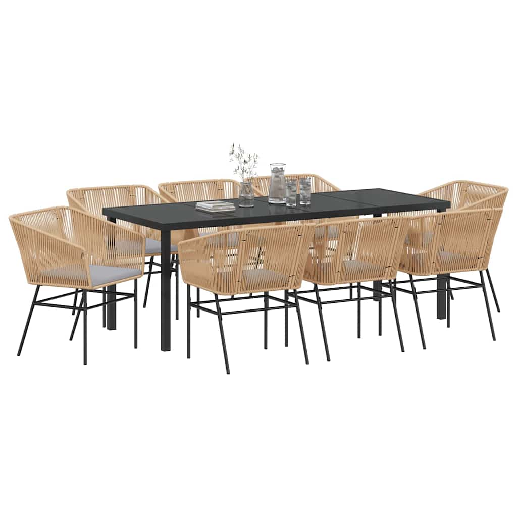 Set da Pranzo per Giardino 9 pcs Marrone Poly Rattan 3380931