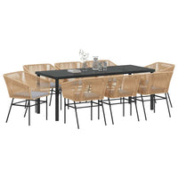 Set da Pranzo per Giardino 9 pcs Marrone Poly Rattan 3380931