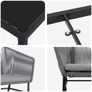 Set da Pranzo per Giardino 3 pcs Grigio Poly Rattan 3380932