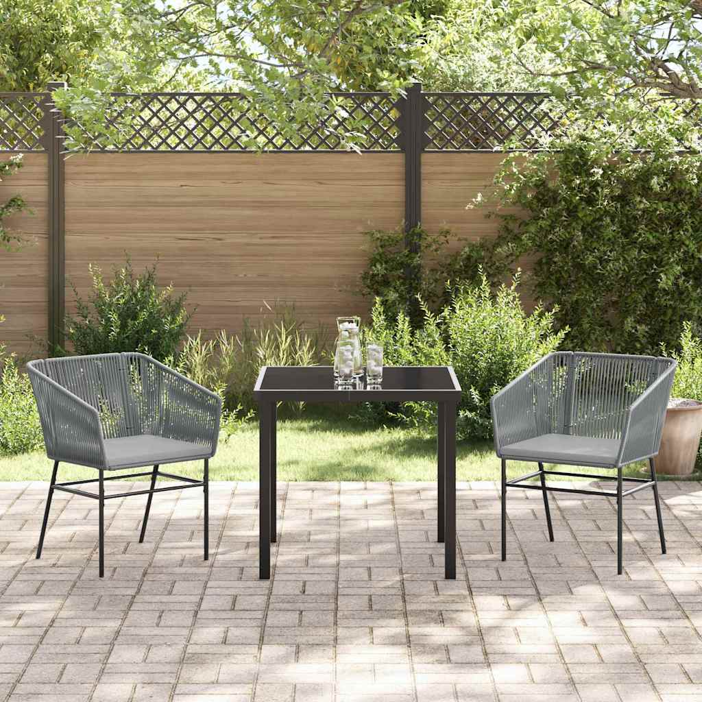 Set da Pranzo per Giardino 3 pcs Grigio Poly Rattan 3380932