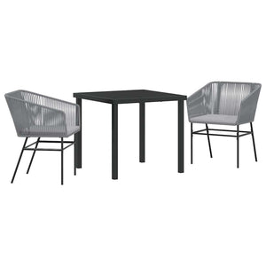 Set da Pranzo per Giardino 3 pcs Grigio Poly Rattan 3380932