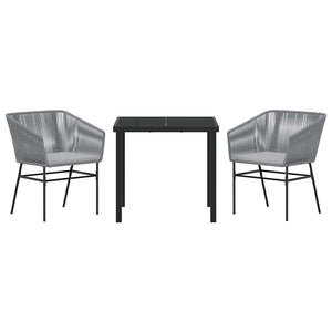 Set da Pranzo per Giardino 3 pcs Grigio Poly Rattan 3380932