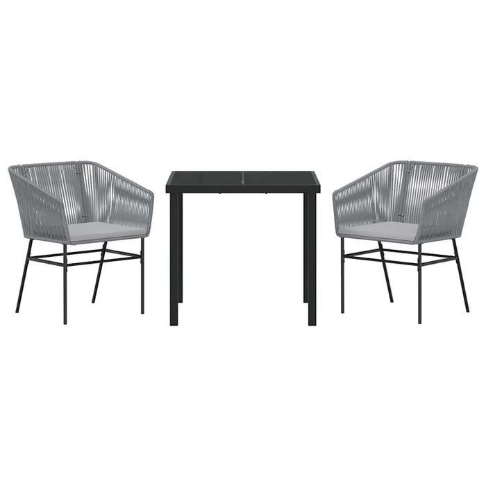 Set da Pranzo per Giardino 3 pcs Grigio Poly Rattan 3380932