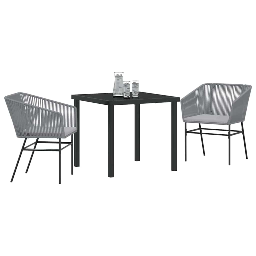 Set da Pranzo per Giardino 3 pcs Grigio Poly Rattan 3380932