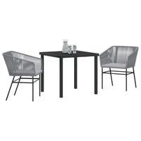 Set da Pranzo per Giardino 3 pcs Grigio Poly Rattan 3380932