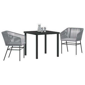 Set da Pranzo per Giardino 3 pcs Grigio Poly Rattan 3380932