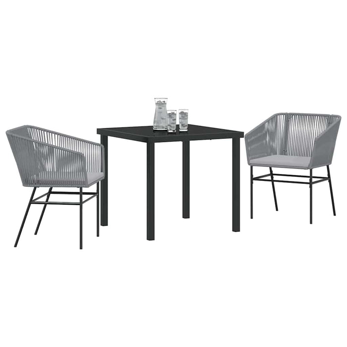 Set da Pranzo per Giardino 3 pcs Grigio Poly Rattan 3380932