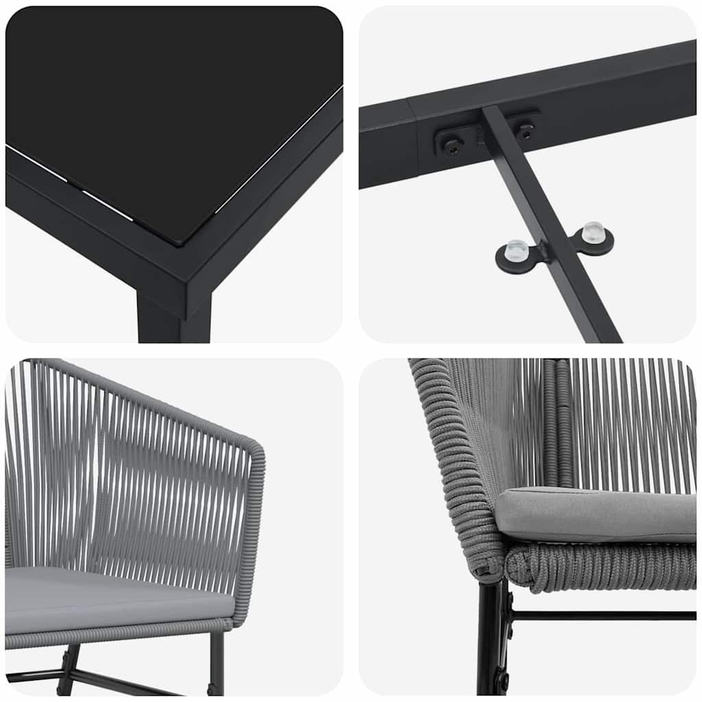 Set da Pranzo da Giardino  5 Pezzi con Cuscini Grigi in Rattan Sintetico 3380933