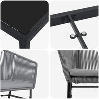 Set da Pranzo da Giardino  5 Pezzi con Cuscini Grigi in Rattan Sintetico 3380933