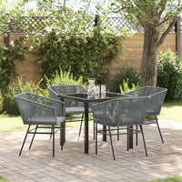 Set da Pranzo da Giardino  5 Pezzi con Cuscini Grigi in Rattan Sintetico 3380933
