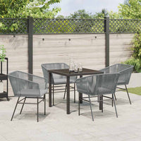 Set da Pranzo da Giardino  5 Pezzi con Cuscini Grigi in Rattan Sintetico 3380933