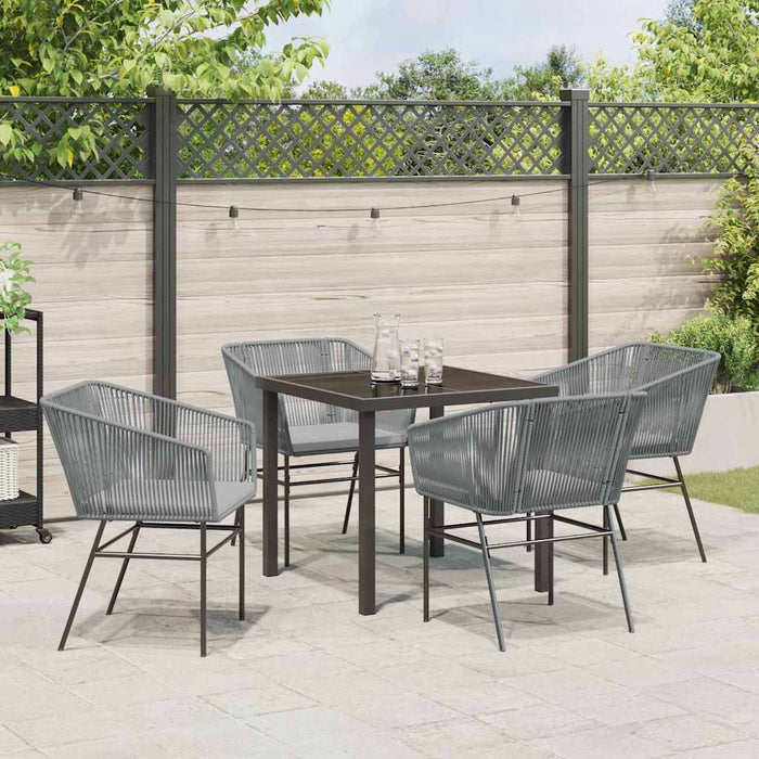 Set da Pranzo da Giardino  5 Pezzi con Cuscini Grigi in Rattan Sintetico 3380933