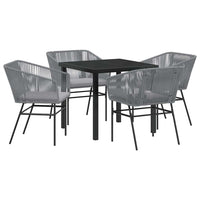 Set da Pranzo da Giardino  5 Pezzi con Cuscini Grigi in Rattan Sintetico 3380933