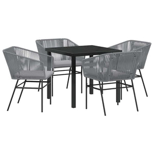 Set da Pranzo da Giardino  5 Pezzi con Cuscini Grigi in Rattan Sintetico 3380933