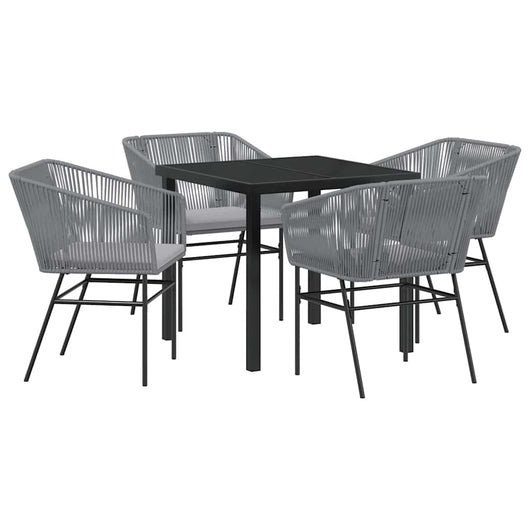Set da Pranzo da Giardino  5 Pezzi con Cuscini Grigi in Rattan Sintetico 3380933