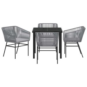 Set da Pranzo da Giardino  5 Pezzi con Cuscini Grigi in Rattan Sintetico 3380933