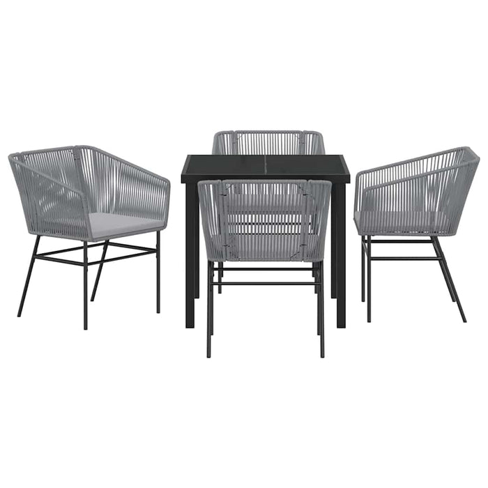 Set da Pranzo da Giardino  5 Pezzi con Cuscini Grigi in Rattan Sintetico 3380933