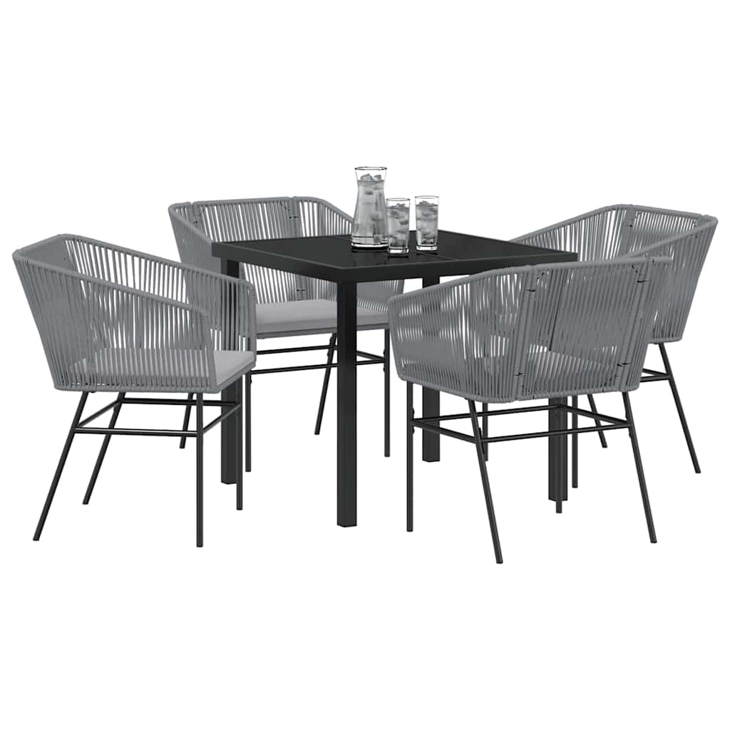 Set da Pranzo da Giardino  5 Pezzi con Cuscini Grigi in Rattan Sintetico 3380933