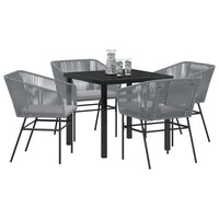 Set da Pranzo da Giardino  5 Pezzi con Cuscini Grigi in Rattan Sintetico 3380933