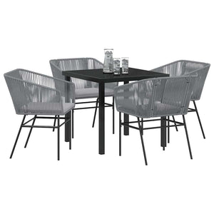 Set da Pranzo da Giardino  5 Pezzi con Cuscini Grigi in Rattan Sintetico 3380933