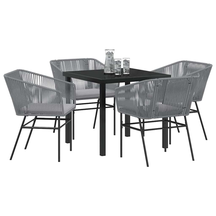 Set da Pranzo da Giardino  5 Pezzi con Cuscini Grigi in Rattan Sintetico 3380933