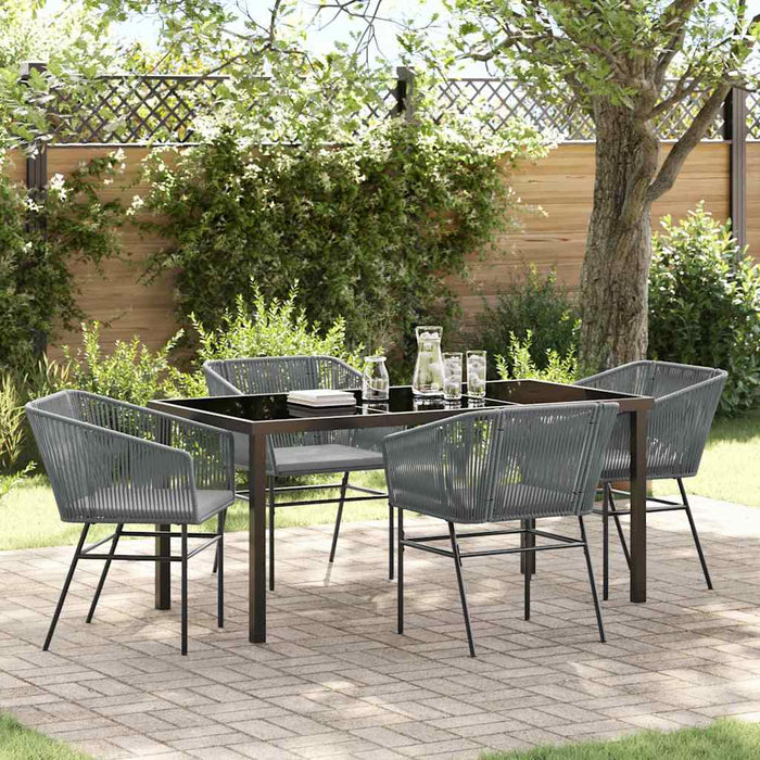 Set da Pranzo per Giardino 5 pcs Grigio Poly Rattan 3380935
