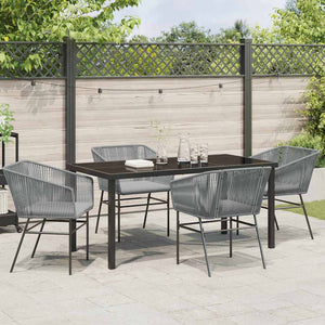 Set da Pranzo per Giardino 5 pcs Grigio Poly Rattan 3380935