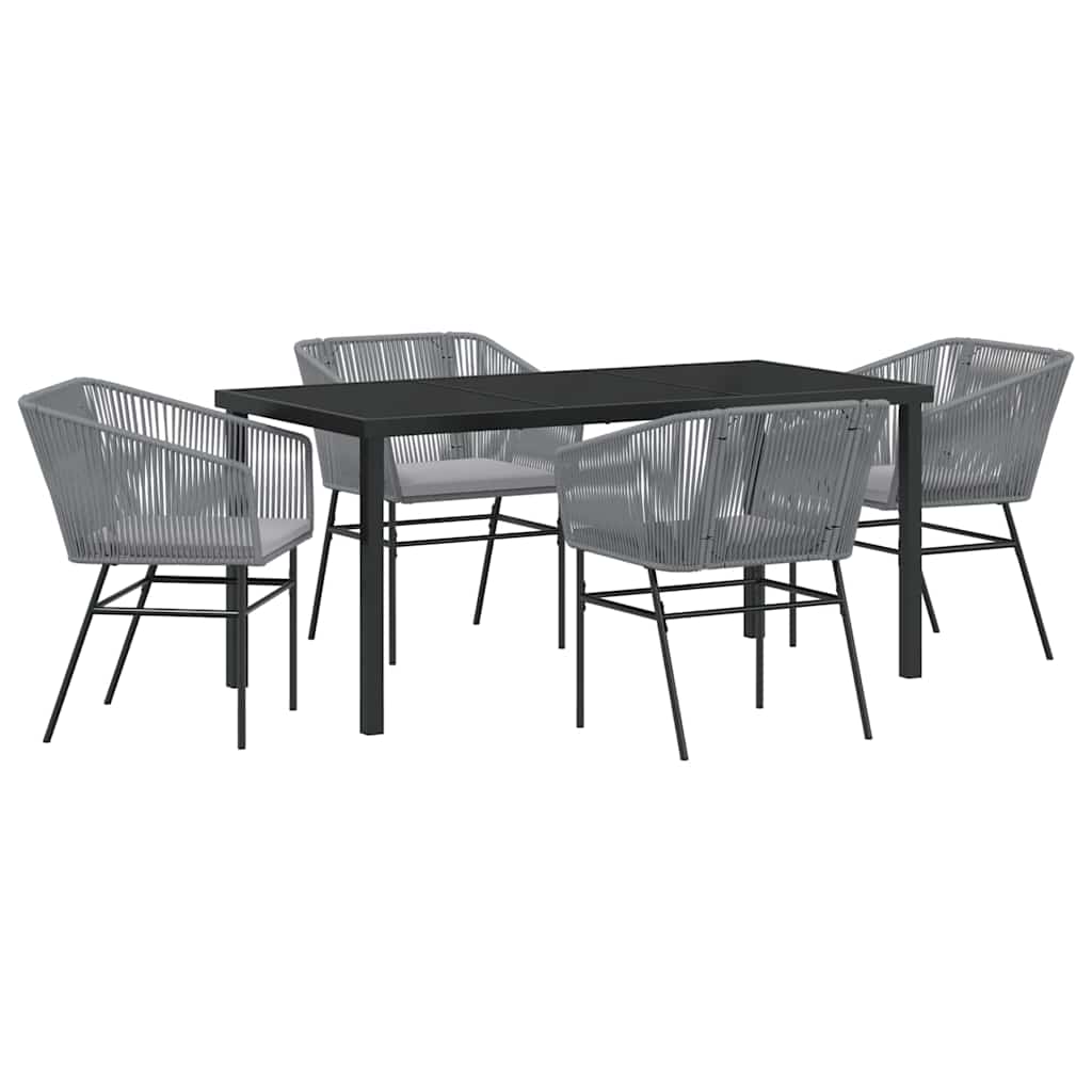 Set da Pranzo per Giardino 5 pcs Grigio Poly Rattan 3380935