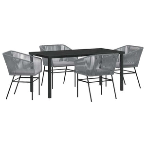 Set da Pranzo per Giardino 5 pcs Grigio Poly Rattan 3380935