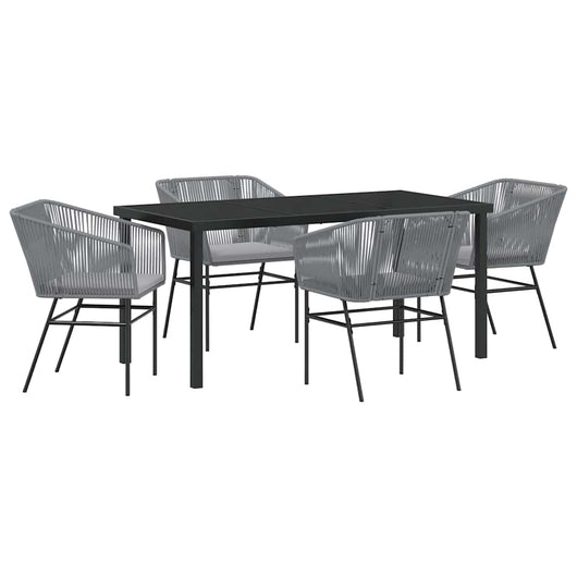 Set da Pranzo per Giardino 5 pcs Grigio Poly Rattan 3380935