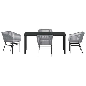 Set da Pranzo per Giardino 5 pcs Grigio Poly Rattan 3380935