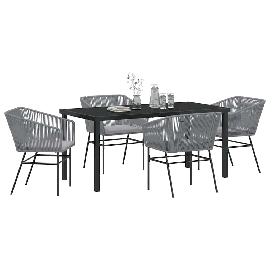 Set da Pranzo per Giardino 5 pcs Grigio Poly Rattan 3380935