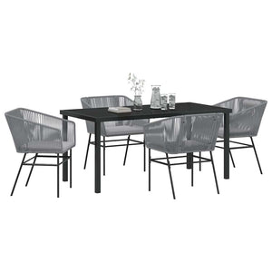 Set da Pranzo per Giardino 5 pcs Grigio Poly Rattan 3380935