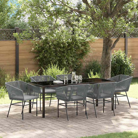 Set da Pranzo per Giardino 7 pcs Grigio Poly Rattan 3380937