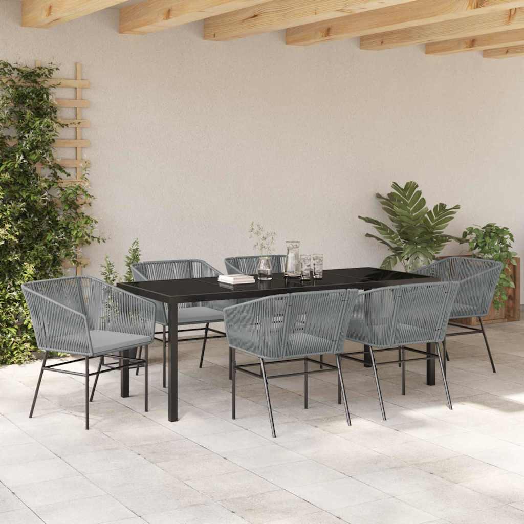 Set da Pranzo per Giardino 7 pcs Grigio Poly Rattan 3380937