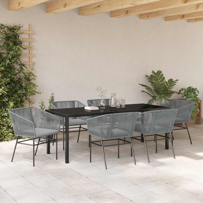 Set da Pranzo per Giardino 7 pcs Grigio Poly Rattan 3380937