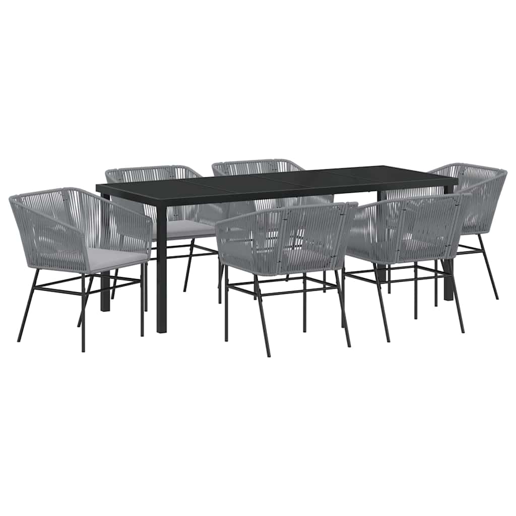 Set da Pranzo per Giardino 7 pcs Grigio Poly Rattan 3380937