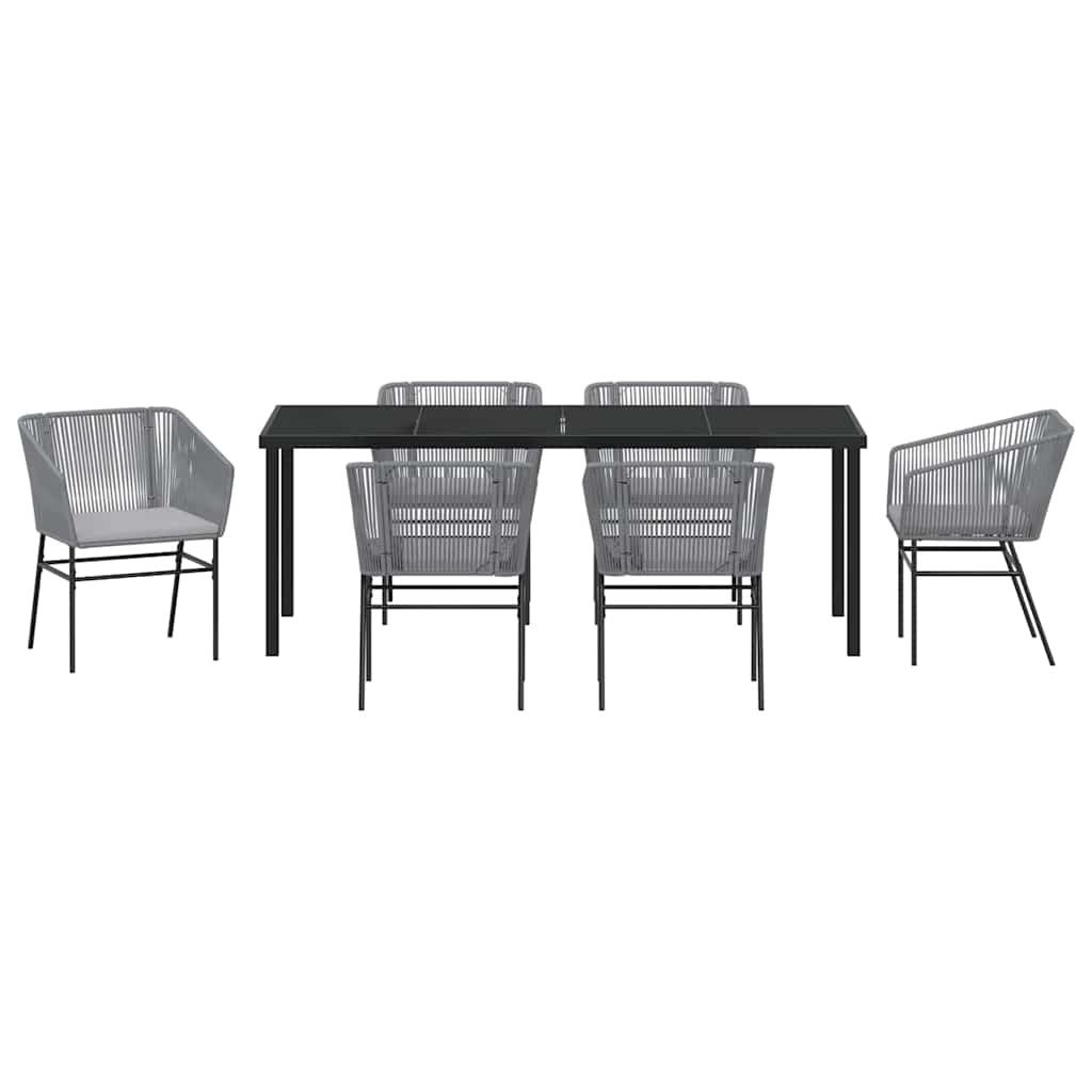 Set da Pranzo per Giardino 7 pcs Grigio Poly Rattan 3380937
