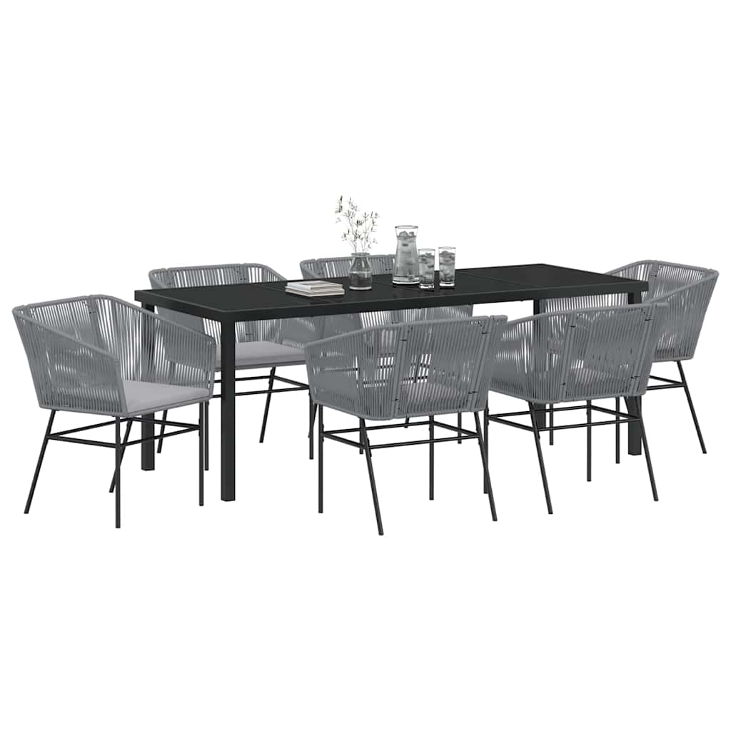Set da Pranzo per Giardino 7 pcs Grigio Poly Rattan 3380937