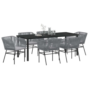 Set da Pranzo per Giardino 7 pcs Grigio Poly Rattan 3380937