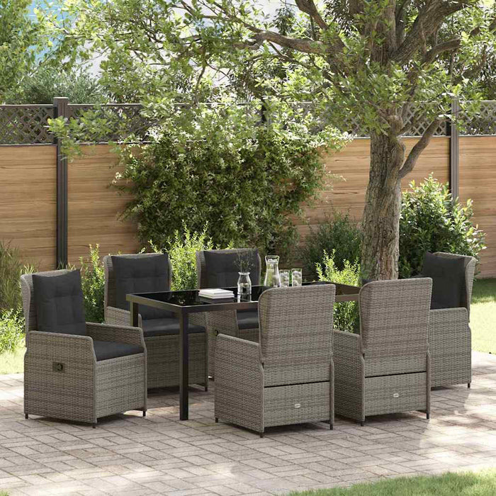 Set da Pranzo per Giardino 7 pcs Grigio polyrattan 3380957