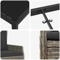 Set da Pranzo per Giardino 9 pcs Grigio polyrattan 3380959