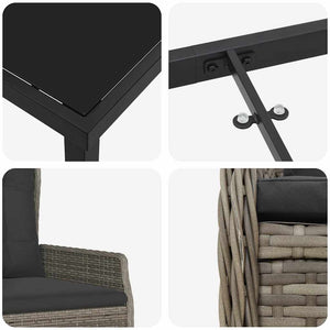 Set da Pranzo per Giardino 9 pcs Grigio polyrattan 3380959