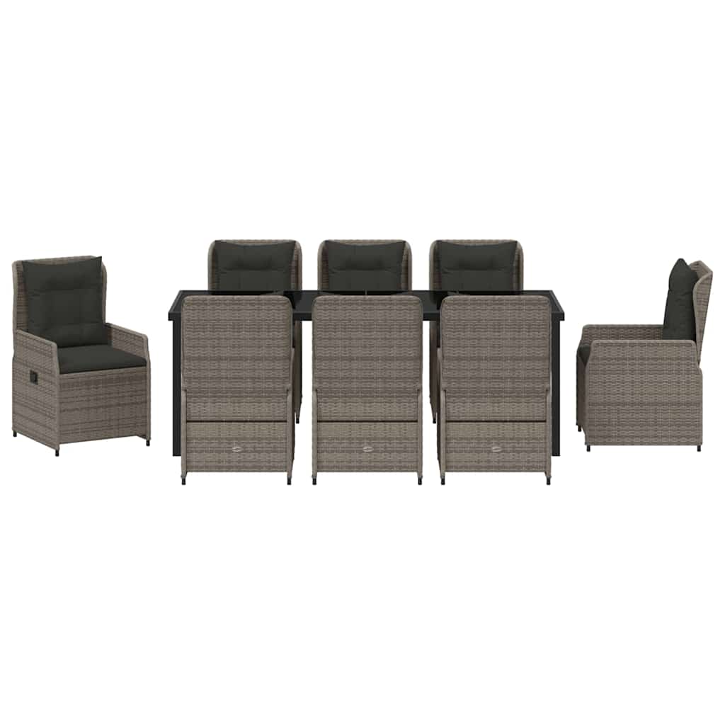 Set da Pranzo per Giardino 9 pcs Grigio polyrattan 3380959